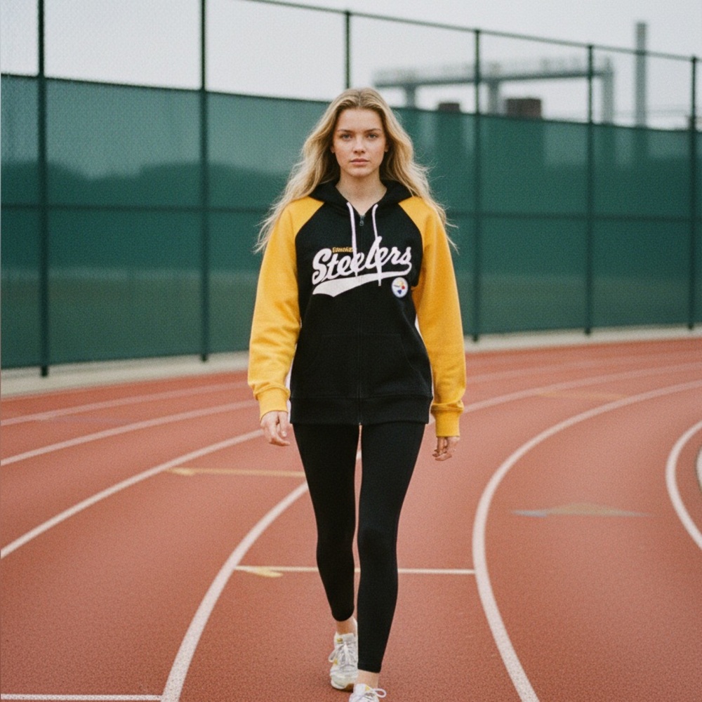 NFL Licensed Steelers Black and Yellow Hoodie Women’s Size XL NEW With TAGS